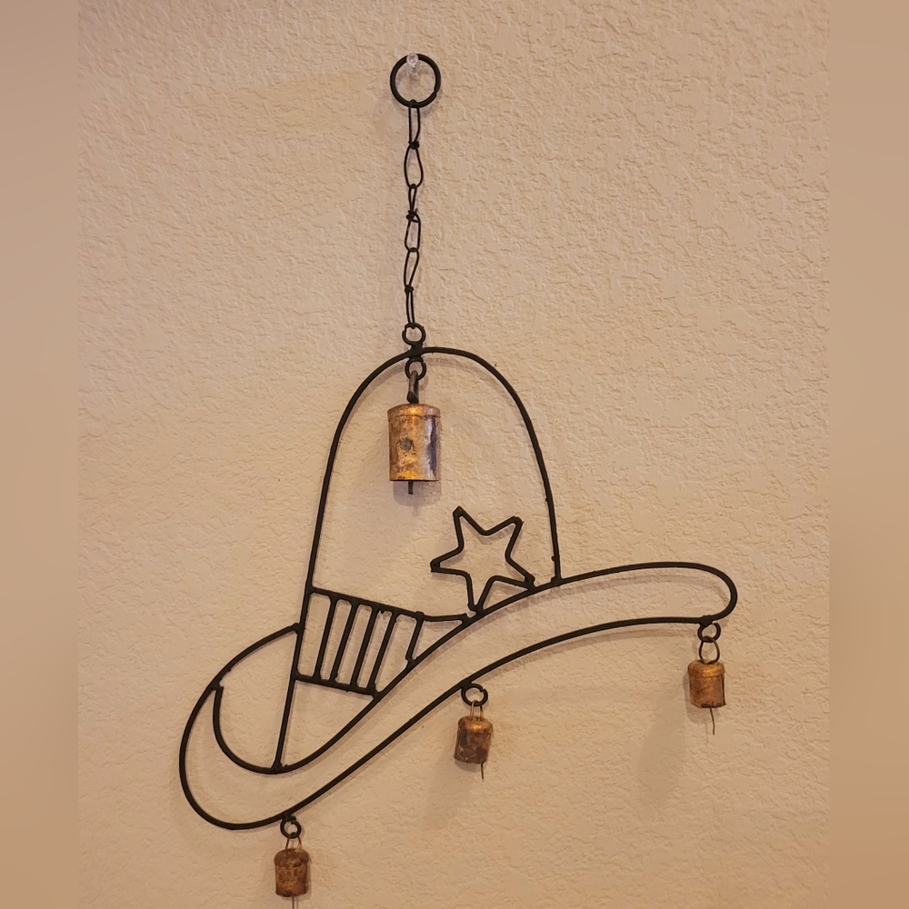 Rustic Cowboy Hat Wall Decor with Bells
